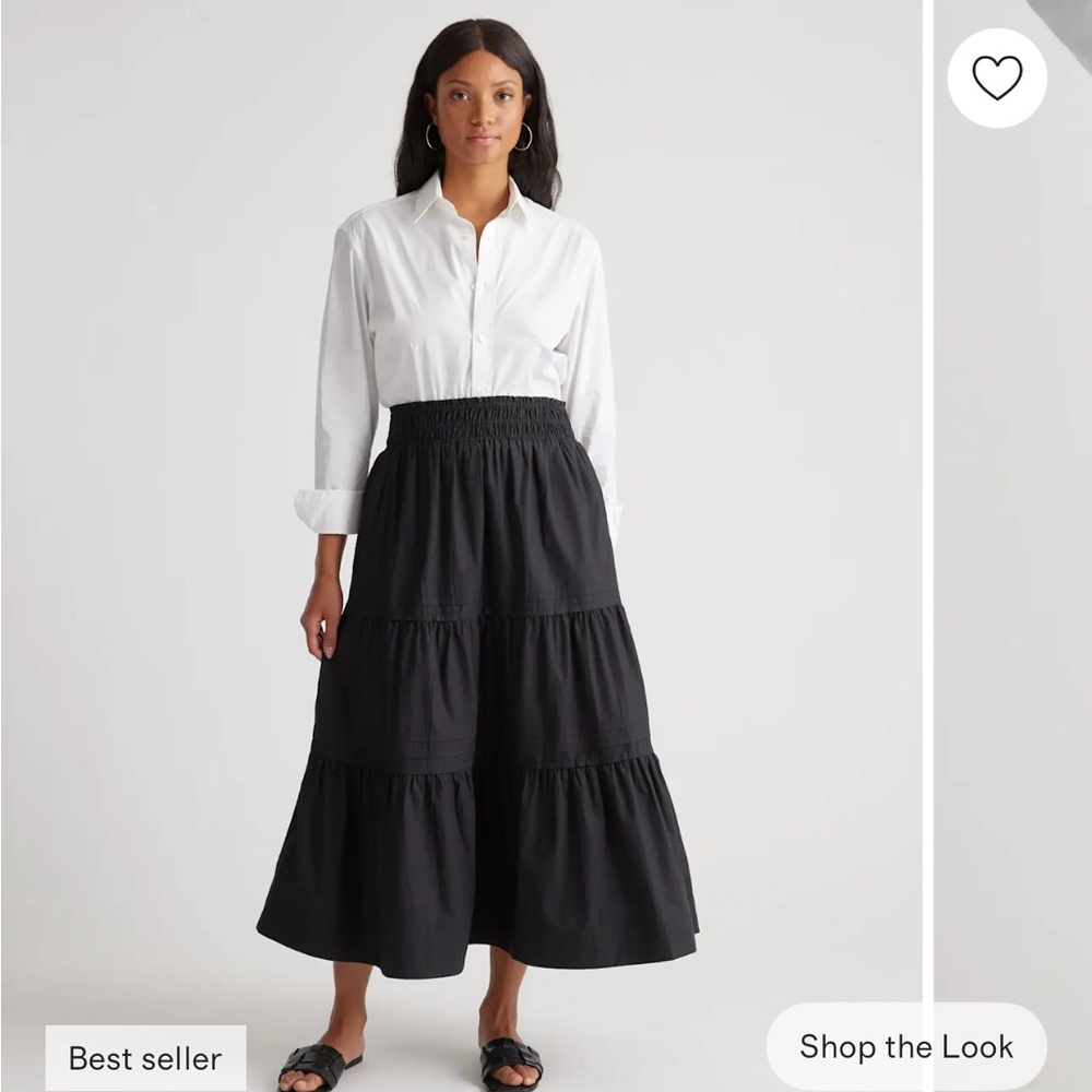 Quince Black 100% Cotton Tiered Skirt